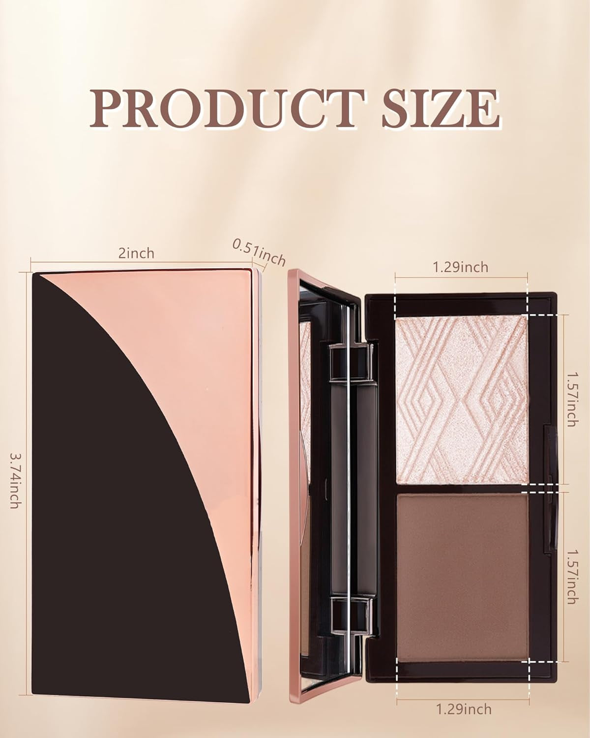 Palette De 2 Couleurs Pour L'Éclairage Et Le Bronze Avec Miroir-Résistante À L'Effacement, Longue Durée, Très Pigmentée, Mate Et Scintillante-Finition Naturelle, Maquillage Féminin Pour Le Visage-01#