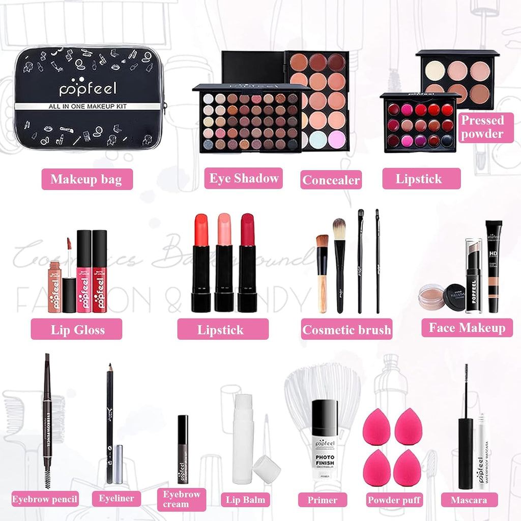 Ensemble Cadeau De Maquillage Tout En Un, 30 Pièces Coffret De Cosmetic Makeup Set Avec Fard À Paupières Palette Brillant Lèvres, Complet Maquillage Démarrage Kit Pour Femmes Filles Cosmétique