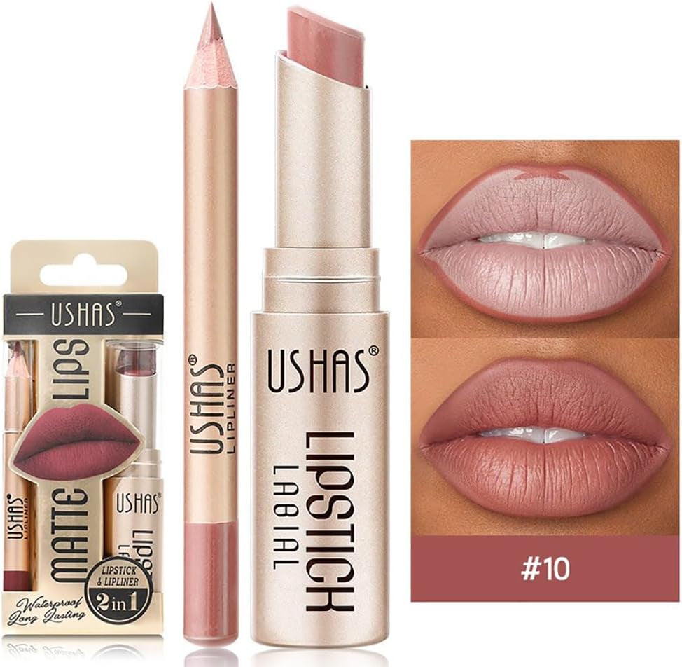 Kit De Maquillage Des Lèvres Très Pigmenté Et Longue Durée Avec Un Joli Paquet Cadeau - 6 Couleurs De Rouge À Lèvres Mat Et 3 Couleurs De Crayon À Lèvres Mat Velouté