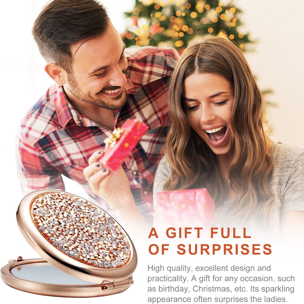 Miroir À Double Face Rond Avec 1 Peigne En Plastique, Miroir De Poche Portable, Miroir Pliable Avec Bouton Pression, Miroir Cosmétique De Voyage