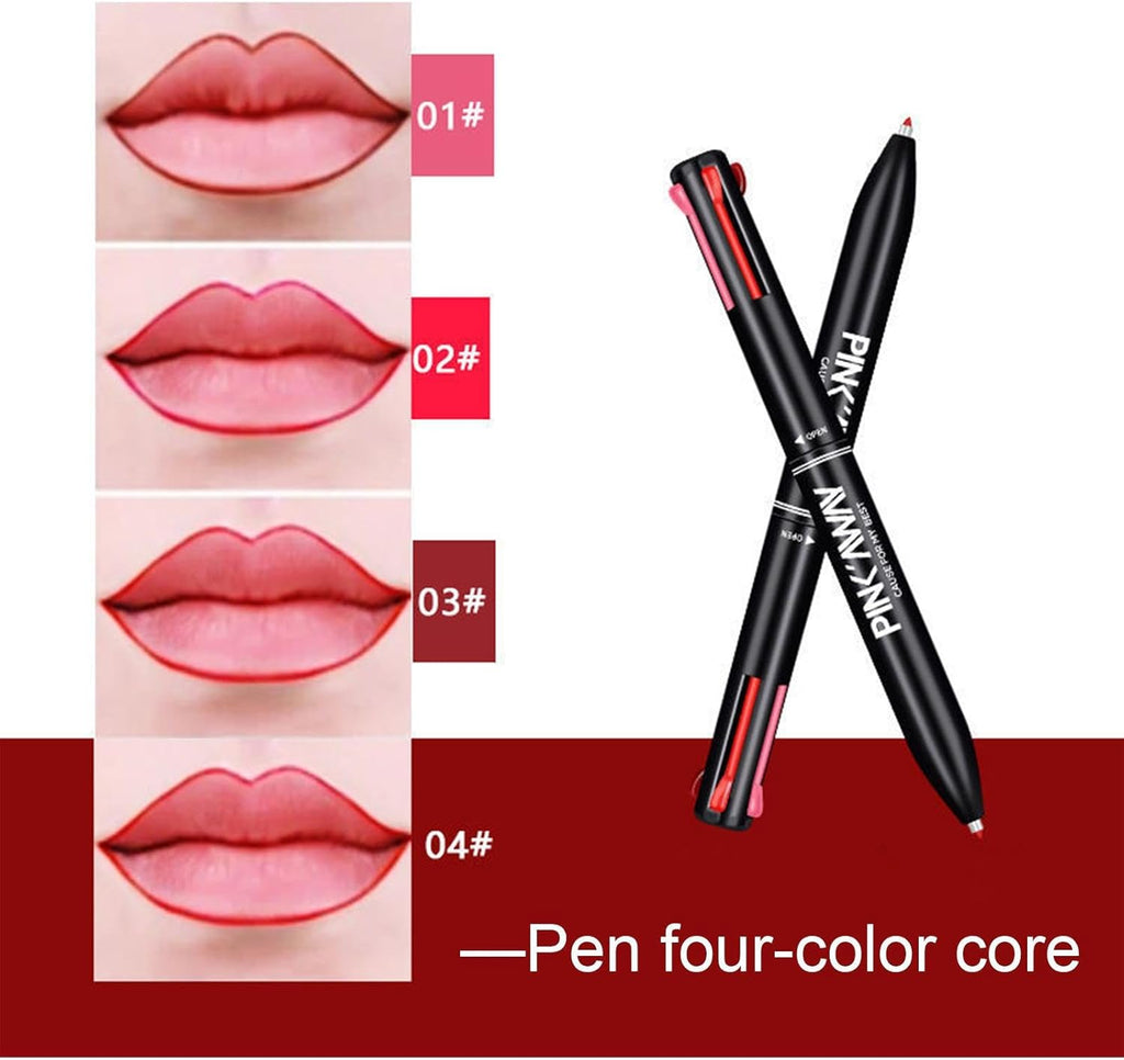 Maquillage 4 En 1, Lip Liner Makeup Crayon À Lèvres Pressé Pour Une Ligne Lèvres Claire, Crayon À Lèvres Imperméable À L'Eau Pour Les Cadeaux Femmes Maquillage