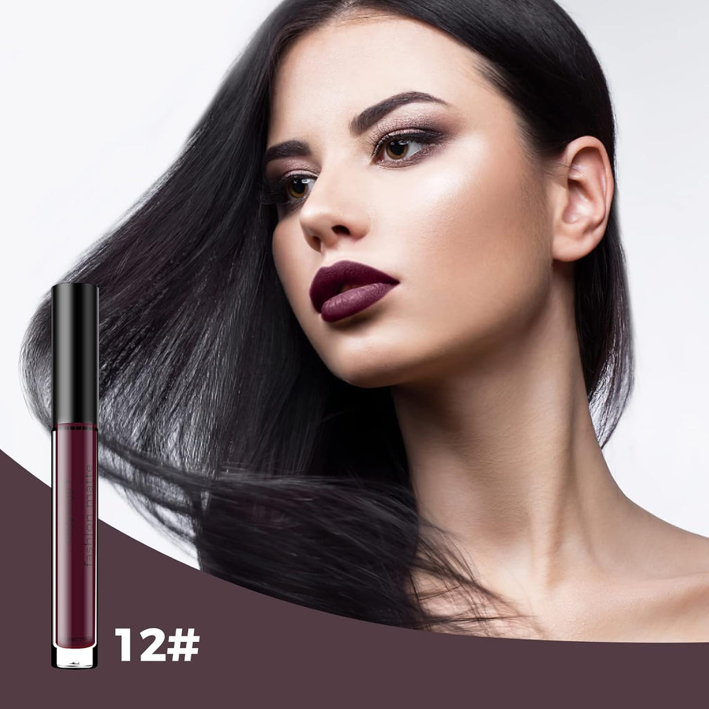 Durable Imperméable Liquide Mat Rouge À Lèvres Matte Lip Gloss Waterproof Maquillage Non-Stick Cup (12#)