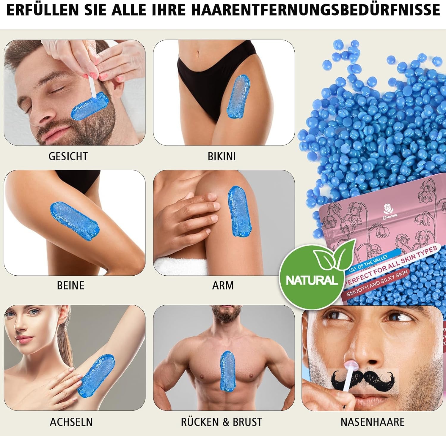 Kit Chauffe-Cire : Appareil D'Épilation À La Cire Avec Affichage Numérique LED – Machine À Épiler Naturelle Pure – Appareil À Cire Chaude Adaptée Pour Les Poils Du Nez (Blanc)