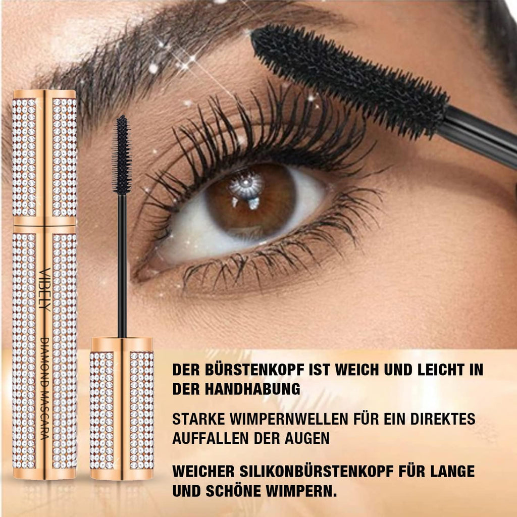 Mascara Volume 4D Résistant À L'Eau | Diamond Mascara Pour Cils plus Longs Et plus Volumineux | Maquillage Des Yeux Pour Cils Naturels | Noir Carbone