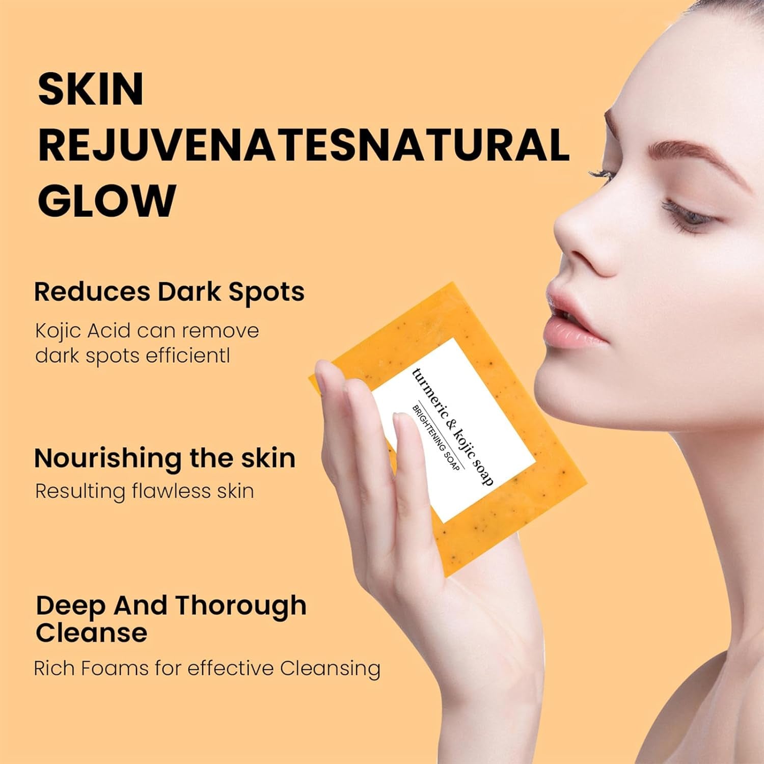 2PC 100G Savon Au Curcuma Pour Éclaircir La Peau, Turmeric Kojic Acid Éclaircissant Pour Le Visage, Doux Et Hydratant Pour Tous Les Types De Peau Soap-4