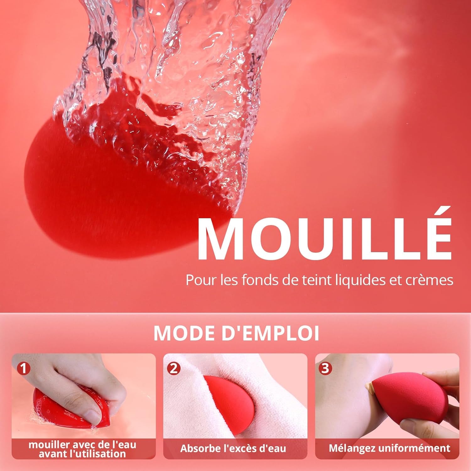 Éponge À Fond De Teint, Set De 5 Pièces Pour Maquillage Blender Pour Crème, Poudre Et Liquides, Mélange Parfait, Application Facile