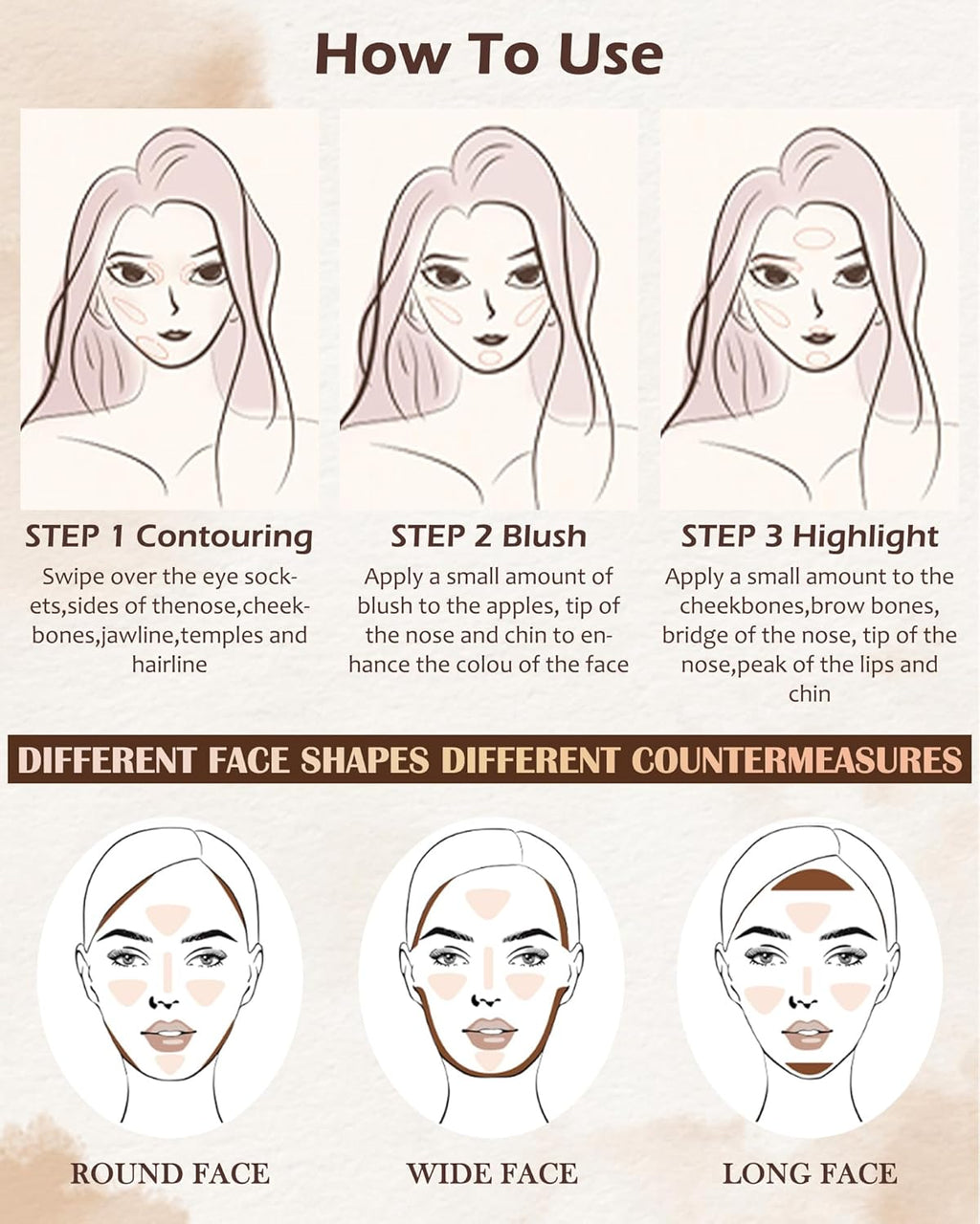 Palette De 2 Couleurs Pour L'Éclairage Et Le Bronze Avec Miroir-Résistante À L'Effacement, Longue Durée, Très Pigmentée, Mate Et Scintillante-Finition Naturelle, Maquillage Féminin Pour Le Visage-01#