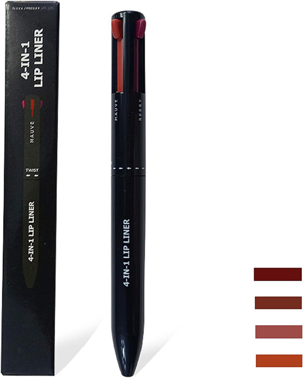 Crayon À Lèvres Imperméable, 4 in 1 Makeup Pen, Crayon Maquillage 4 En 1, Lip Liner Makeup Pen Crayon À Lèvres Pressé Pour Une Ligne Lèvres Claire, Pour Créer Un Maquillage Long-Lasting