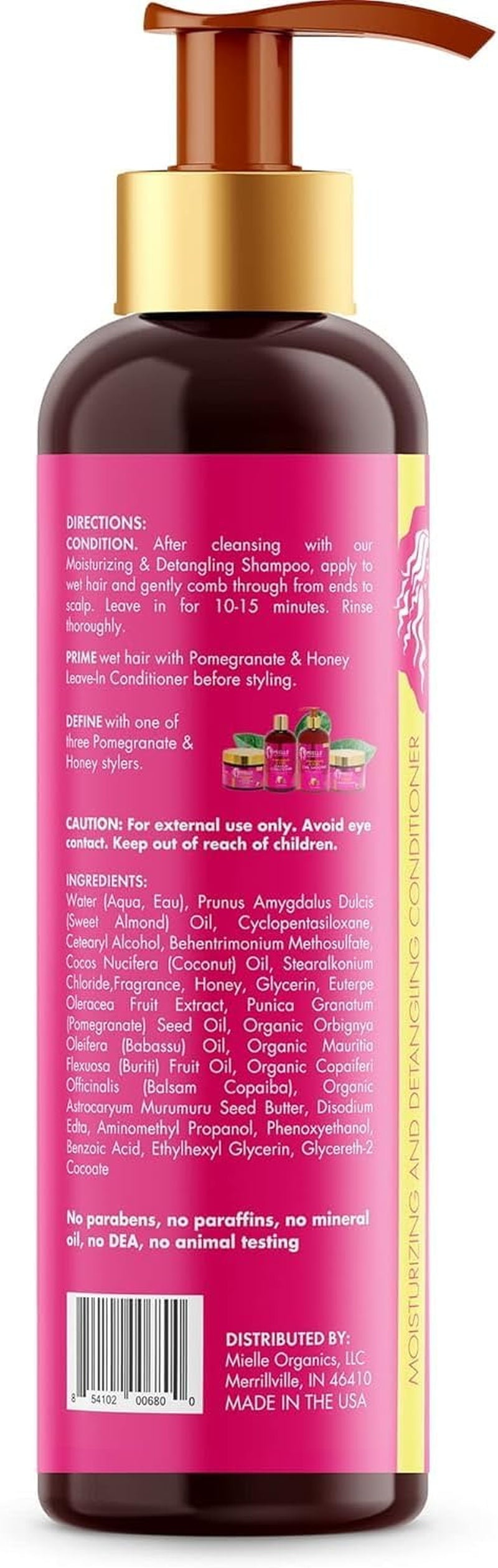Mielle Après-Shampooing Hydratant Et Démêlant À La Grenade Et Au Miel, 12 Oz, Blanc, 355 ML (1 Pièce)