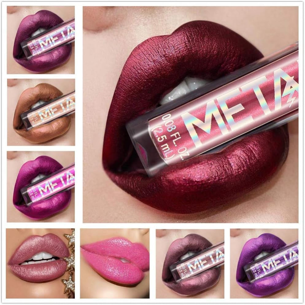 Lipgloss Rouge À Lèvres Imperméable À L'Eau Brillant À Paillettes Scintillant Métallique Durable