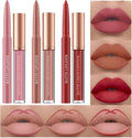 Ensemble De Rouge À Lèvres Mat Et De Crayon À Lèvres 6 Pièces, Rouge À Lèvres Nu Velouté, Rouge À Lèvres Liquide Imperméable, Brillant À Lèvres Lip Liner, Coffret Cadeau De Maquillage (# F, 1)