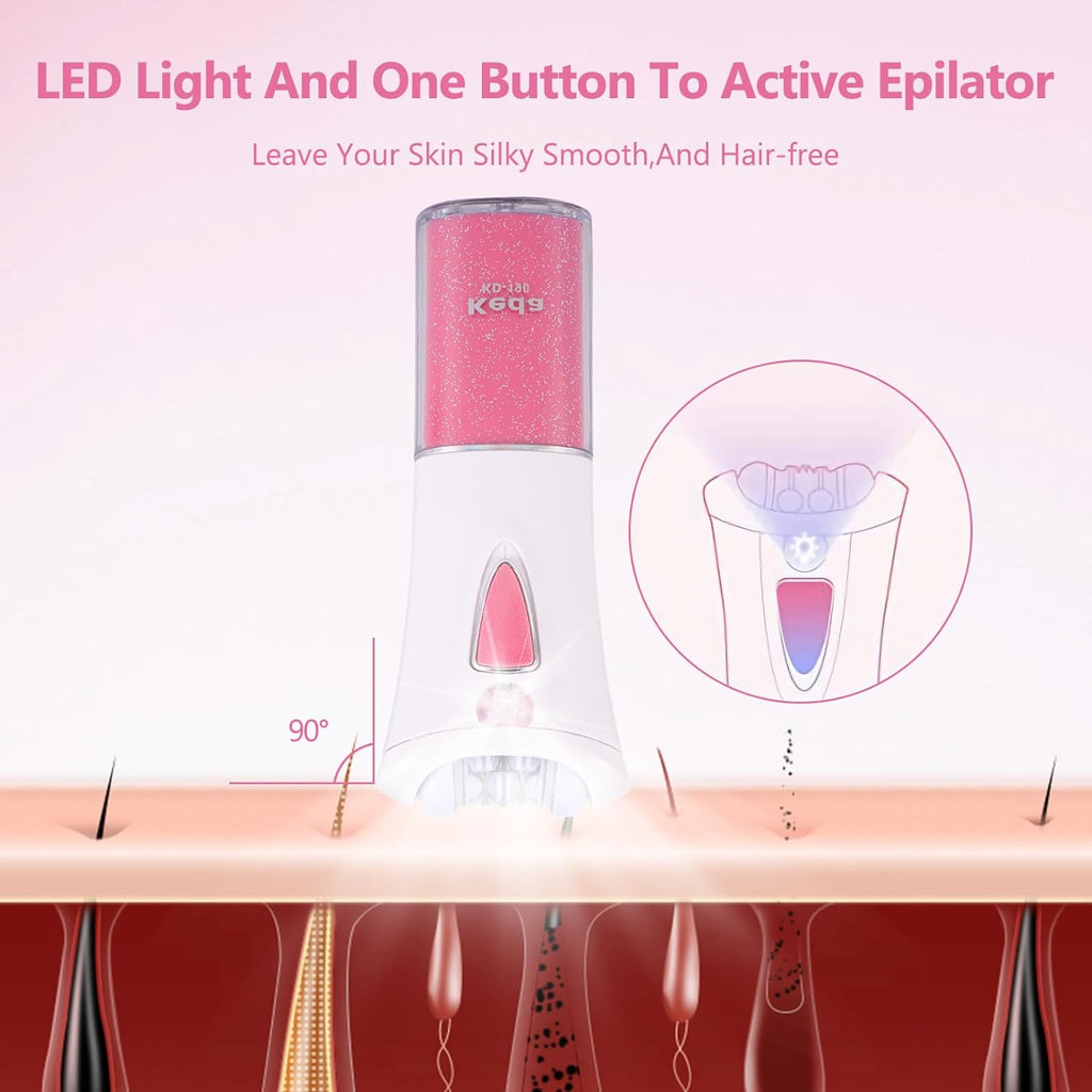 Épilateur Femme, Épilateur Facial Électrique Femme, Épilateur Facial Avec Lumière LED, Rasoir Femme Sans Fil Pour Épilation Visage, Corps, Sourcils, Aisselles, Jambes, Zone Bikini