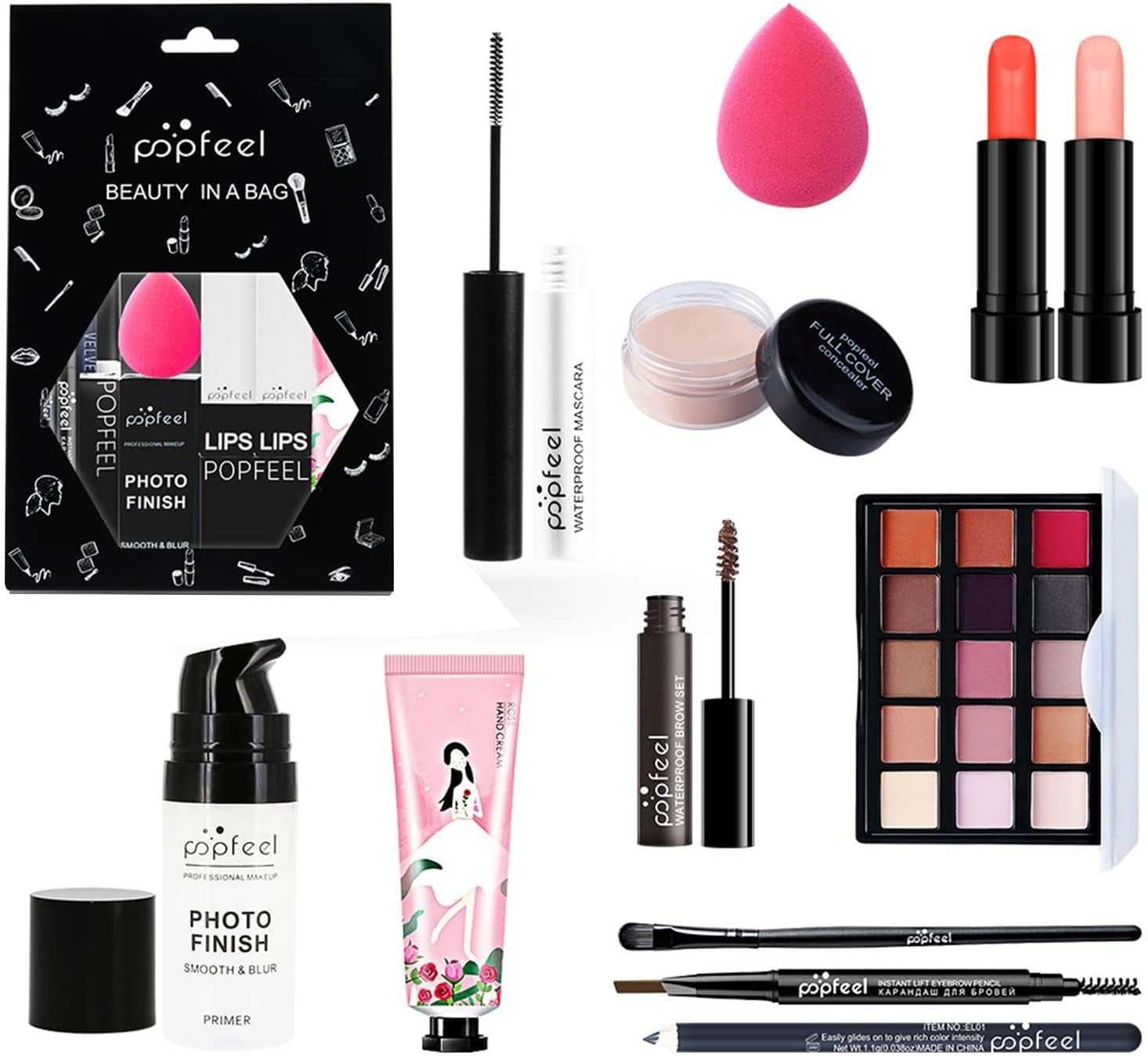 Kit Maquillage Pour Femme | 12 Pièces Tout En 1 Kit Maquillage | Kit Maquillage Tout-En-1, Débutants Et Professionnels, Facile À Transporter