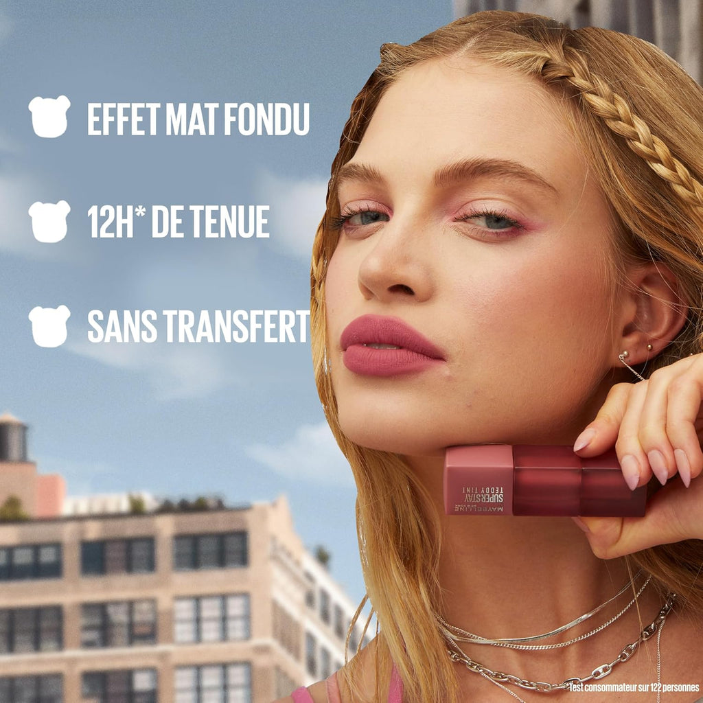 New York - Blush À Lèvres Teddy Tint - Effet Mat Fondu - Tenue Longue Durée - Teinte : Mascara Tear (20) - Contenance : 5 Ml