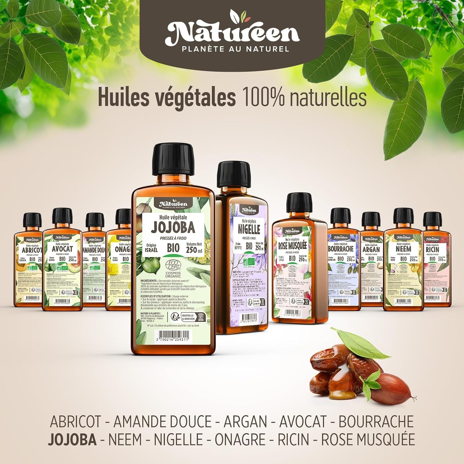 Huile De JOJOBA Bio 150 Ml - Cosmos Organic -  - Pure, Naturelle Et Pressée À Froid - Cheveux, Corps, Peau