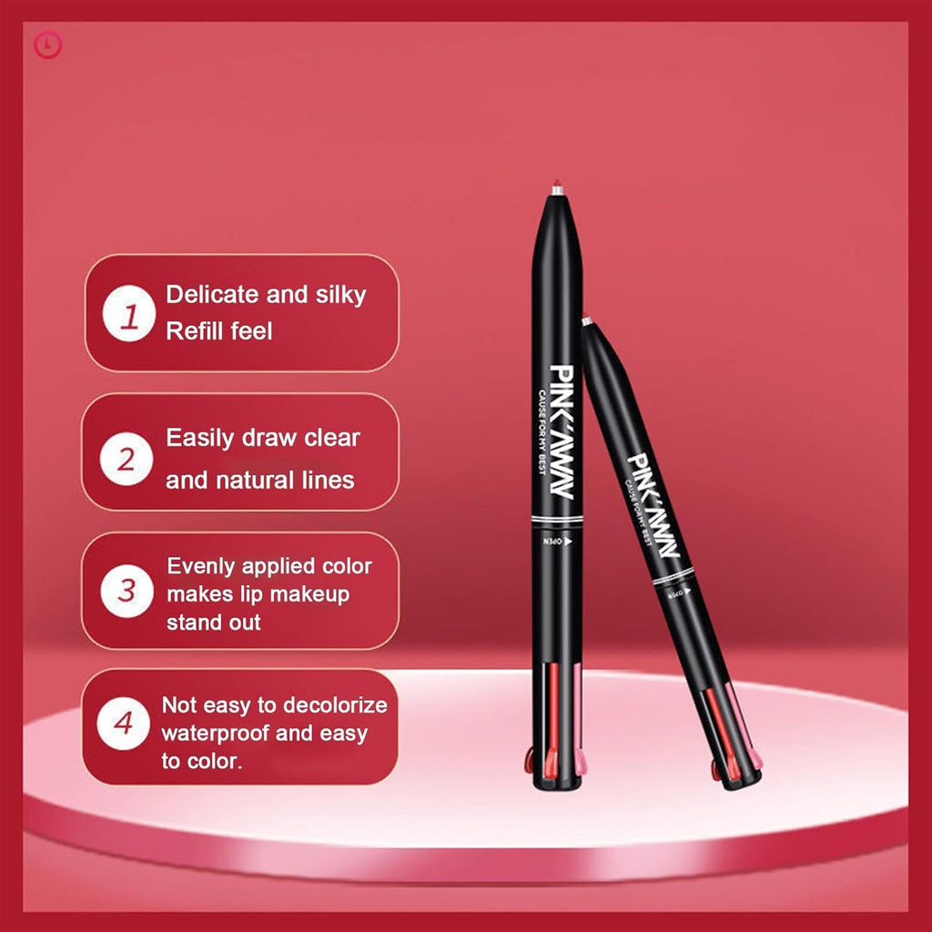 Maquillage 4 En 1, Lip Liner Makeup Crayon À Lèvres Pressé Pour Une Ligne Lèvres Claire, Crayon À Lèvres Imperméable À L'Eau Pour Les Cadeaux Femmes Maquillage