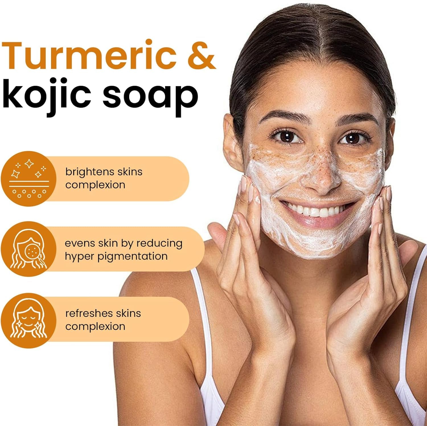 2PC 100G Savon Au Curcuma Pour Éclaircir La Peau, Turmeric Kojic Acid Éclaircissant Pour Le Visage, Doux Et Hydratant Pour Tous Les Types De Peau Soap-4