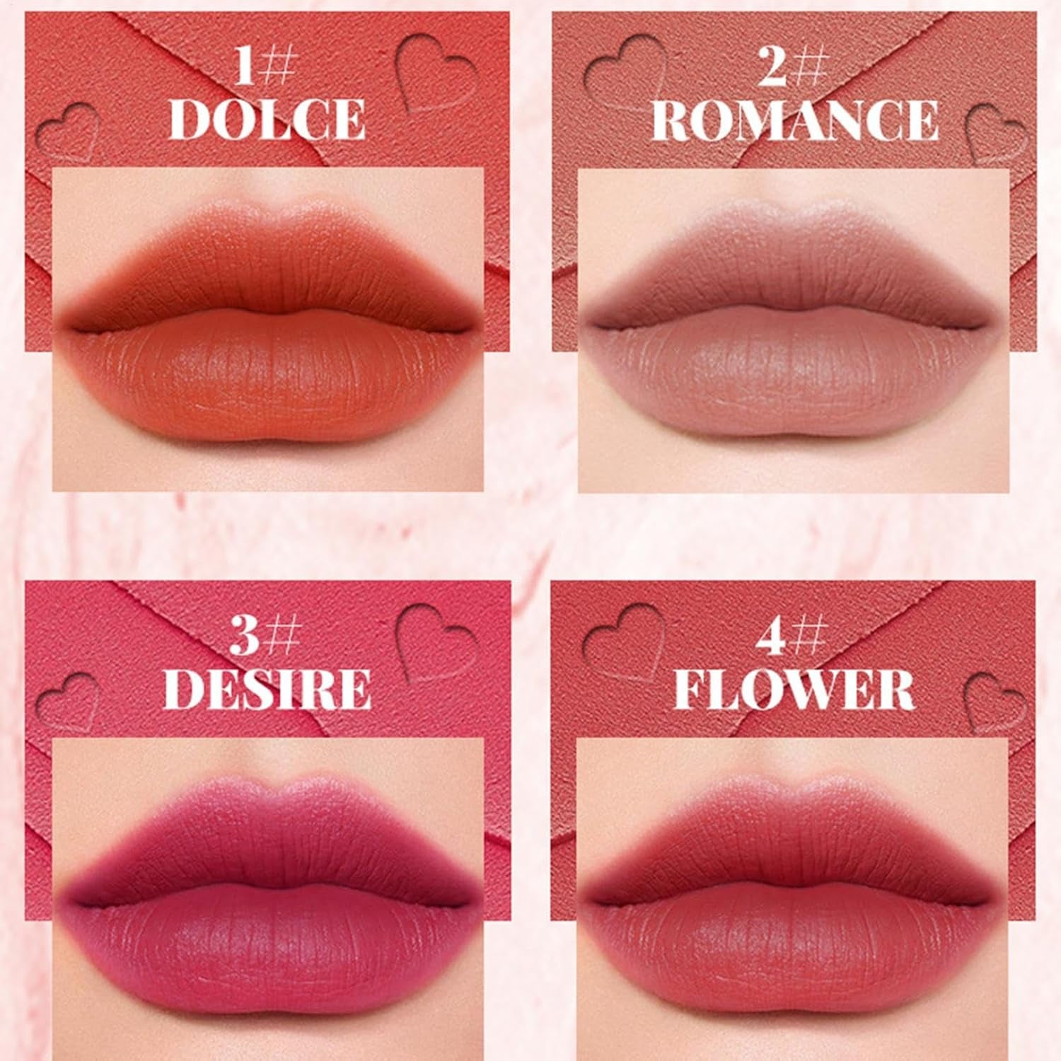 Rouge À Lèvres Velours Pour Femme, Ensemble De Maquillage Rouge À Lèvres Mat | Ensemble De Teintures À Lèvres En Velours 4 Couleurs Pour Femmes | Ensemble De Rouge À Lèvres De Maquillage Cosmétique Hy