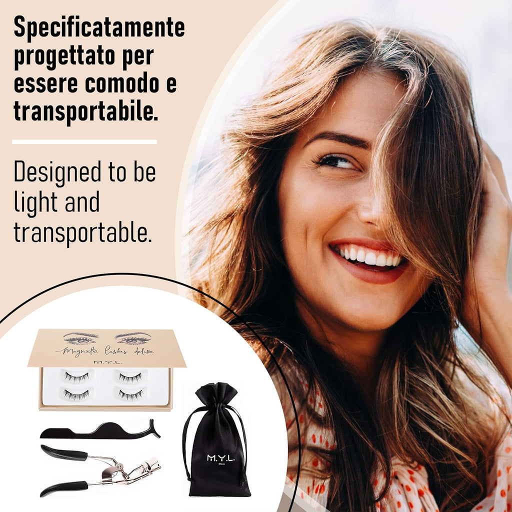 M.YL. Faux Cils Magnetique Réutilisables Sans Colle Faux Cils. Kit De 4 Cils 3D, Pince Cils Recourbe-Cils. Imperméable. Extension Cils Luna Cil Magnetic Effet Naturel. Cadeax