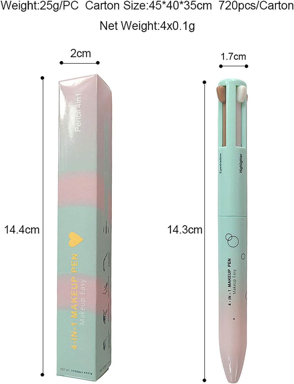 Stylo Maquillage 4 En 1,  4 in 1 Makeup Pen Eyeliner, Crayon À Sourcils, Crayon À Lèvres Et Fluorescent, Multifonctionnel, Lisse, Hautement Pigmenté, Maquillage Des Yeux, 1 PCS