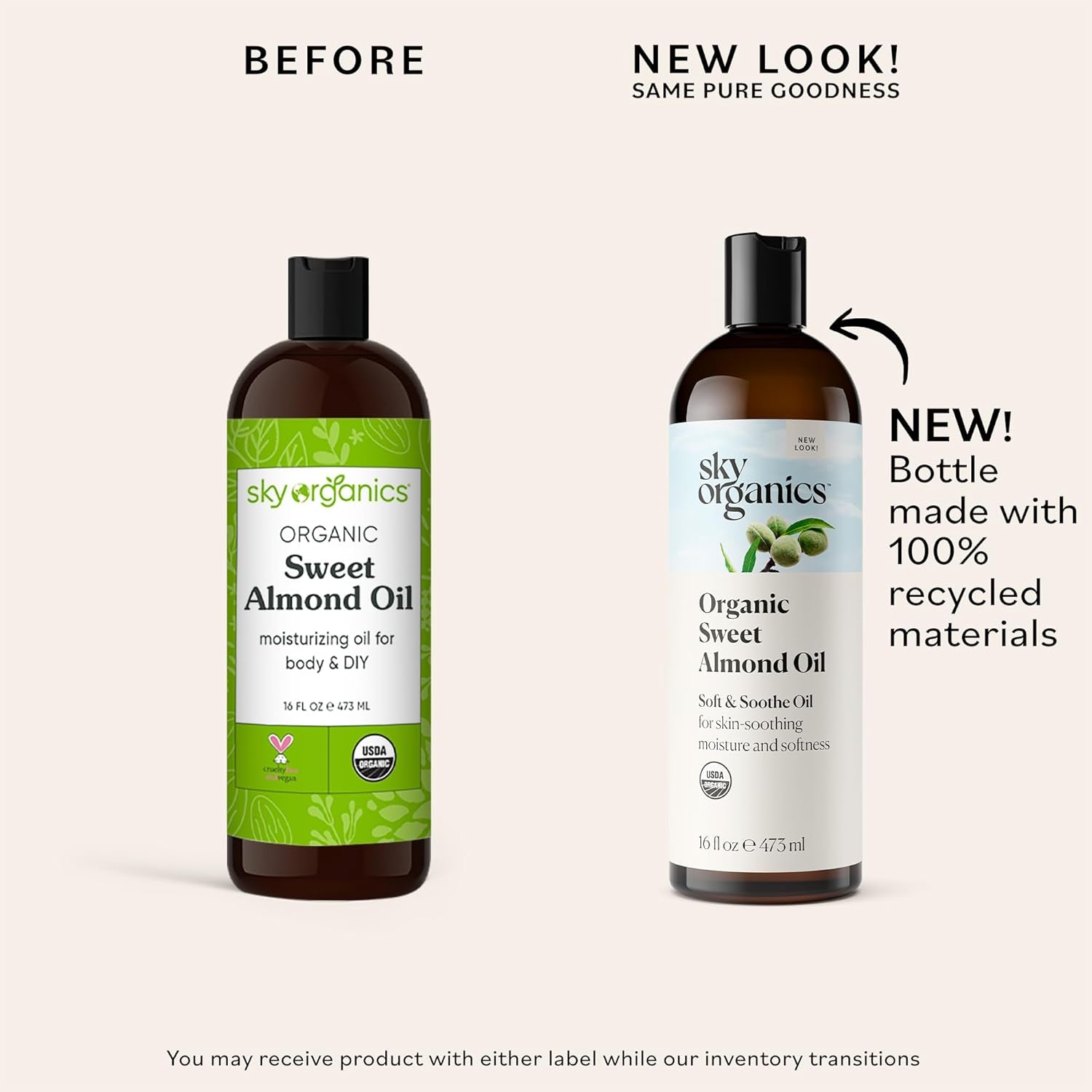 Huile Amande Douce Bio Pour Le Corps, Huile Amande Douce Bio 100% Pure Et Pressée À Froid, Huile Corps Certifiée Biologique Par L'Usda Pour Hydrater, Adoucir Et Nourrir, 473 Ml