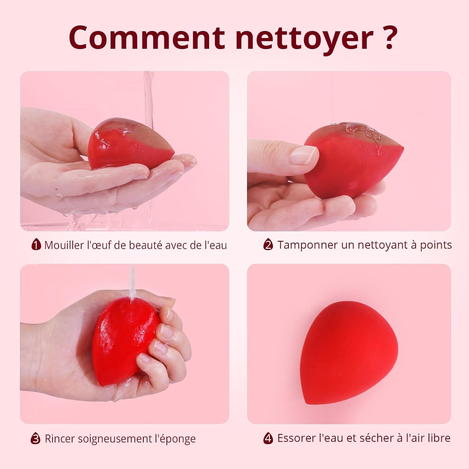 Éponge À Fond De Teint, Set De 5 Pièces Pour Maquillage Blender Pour Crème, Poudre Et Liquides, Mélange Parfait, Application Facile