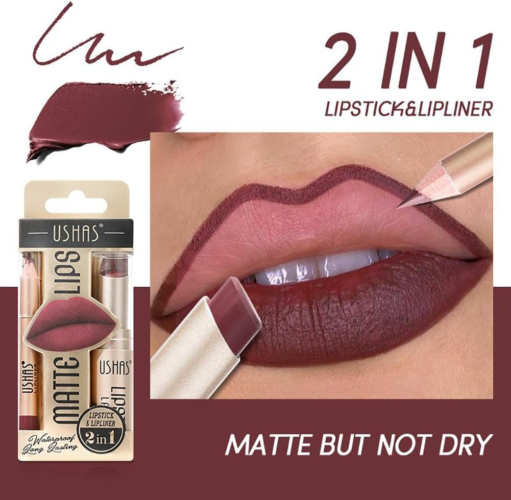 Kit De Maquillage Des Lèvres Très Pigmenté Et Longue Durée Avec Un Joli Paquet Cadeau - 6 Couleurs De Rouge À Lèvres Mat Et 3 Couleurs De Crayon À Lèvres Mat Velouté