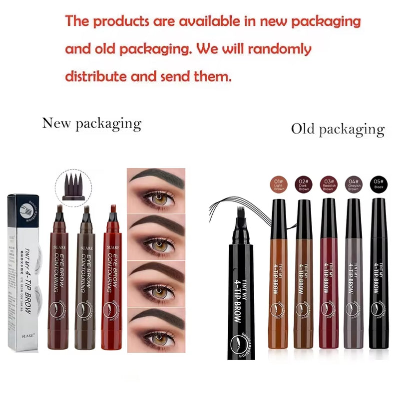 Four-Pronged Eyebrow Pencil, Four-End, Long-Lasting, Non-Smudged, Water-Resistant, Anti-Smudged Eyebrow Pencil