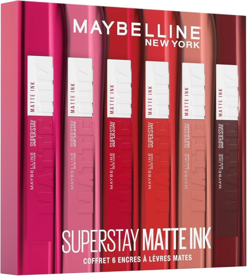 - Coffret Exclusif De 6 Rouges À Lèvres Liquides Longue Tenue - Superstay Matte Ink - Teintes: Lover (15)/Seductress (65)/Artist (120)/Dancer (118)/Pioneer (20)/Voyager (50)