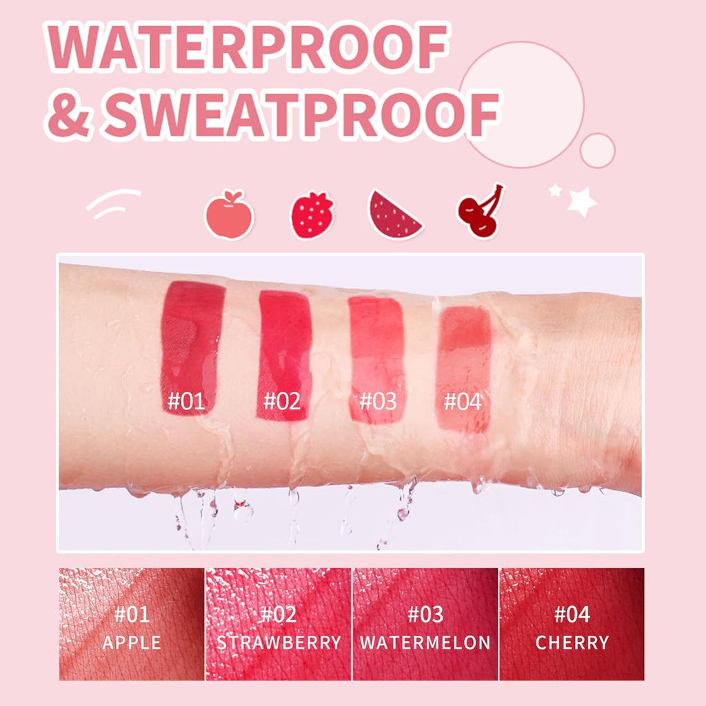 Lip Tint Stain Makeup，Korean Lip Tint, Lip Stain Tint Waterproof Makeup, Mini Liquide Lipstick, Non-Sticky & Loog Lasting #04 CHERRY