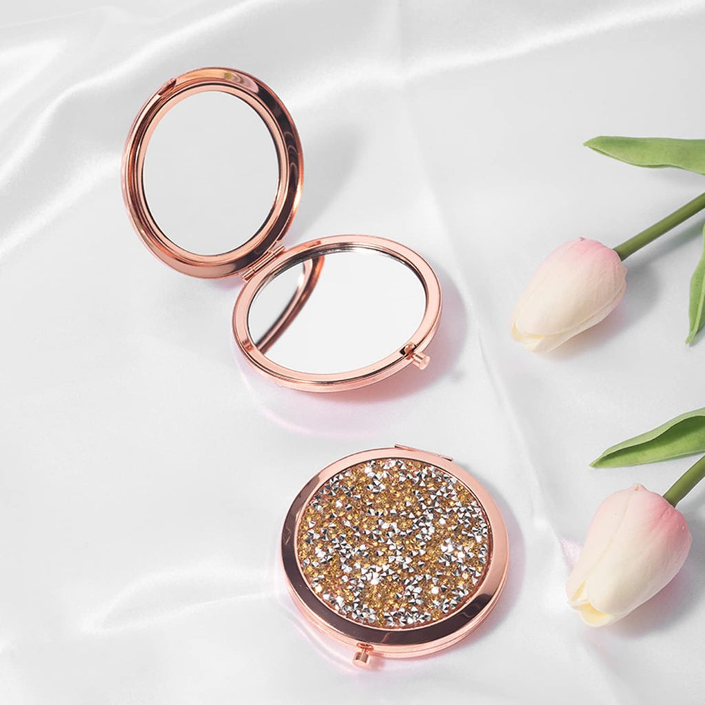 Miroir À Double Face Rond Avec 1 Peigne En Plastique, Miroir De Poche Portable, Miroir Pliable Avec Bouton Pression, Miroir Cosmétique De Voyage