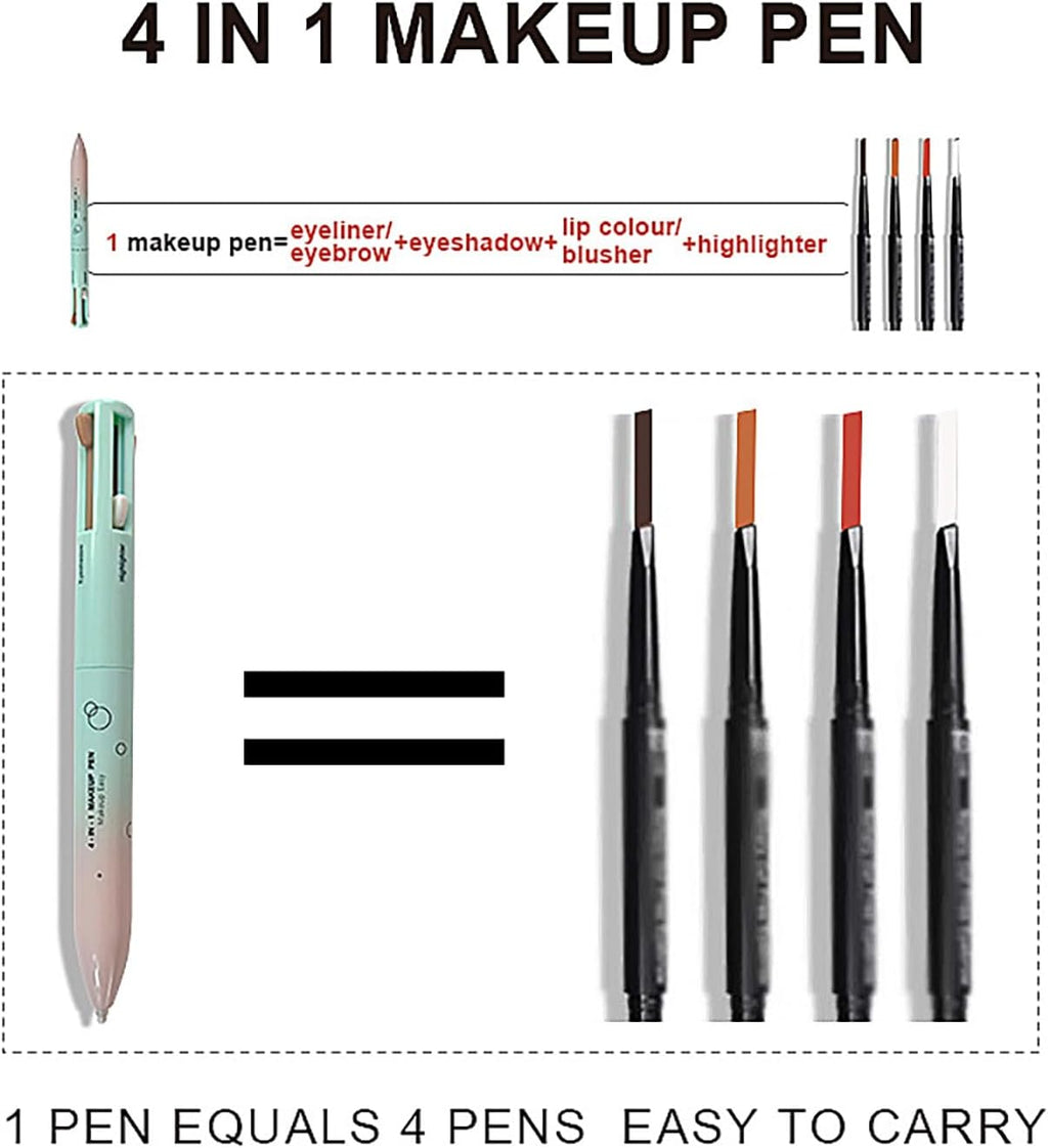Stylo Maquillage 4 En 1,  4 in 1 Makeup Pen Eyeliner, Crayon À Sourcils, Crayon À Lèvres Et Fluorescent, Multifonctionnel, Lisse, Hautement Pigmenté, Maquillage Des Yeux, 1 PCS