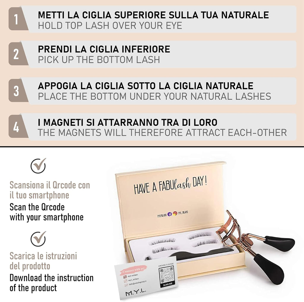 M.YL. Faux Cils Magnetique Réutilisables Sans Colle Faux Cils. Kit De 4 Cils 3D, Pince Cils Recourbe-Cils. Imperméable. Extension Cils Luna Cil Magnetic Effet Naturel. Cadeax