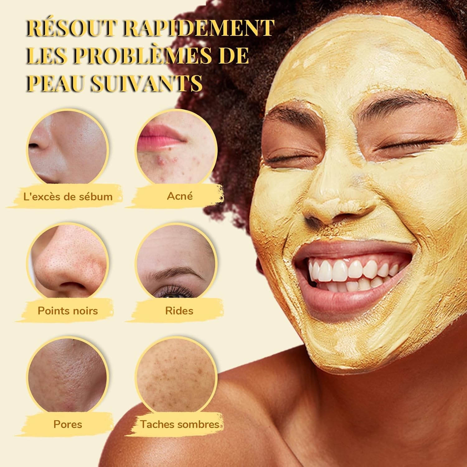 Coffret Noel Femme Masque Visage Argile, Masque Visage Au Curcuma + Masque D'Argile Détox Au Thé Vert + Masque De Boue Aux Minéraux De La Mer Morte, 210G